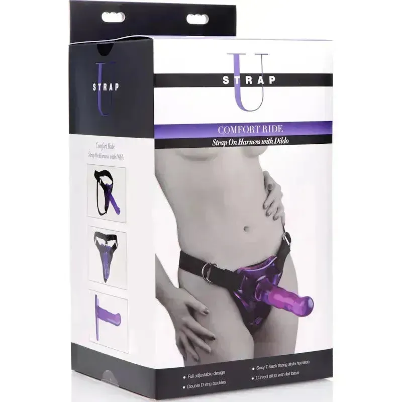 Comfort Ride Strap On Harness with Purple Dildo
