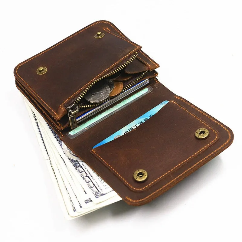 Cowhide Short Wallets For Men Zipper