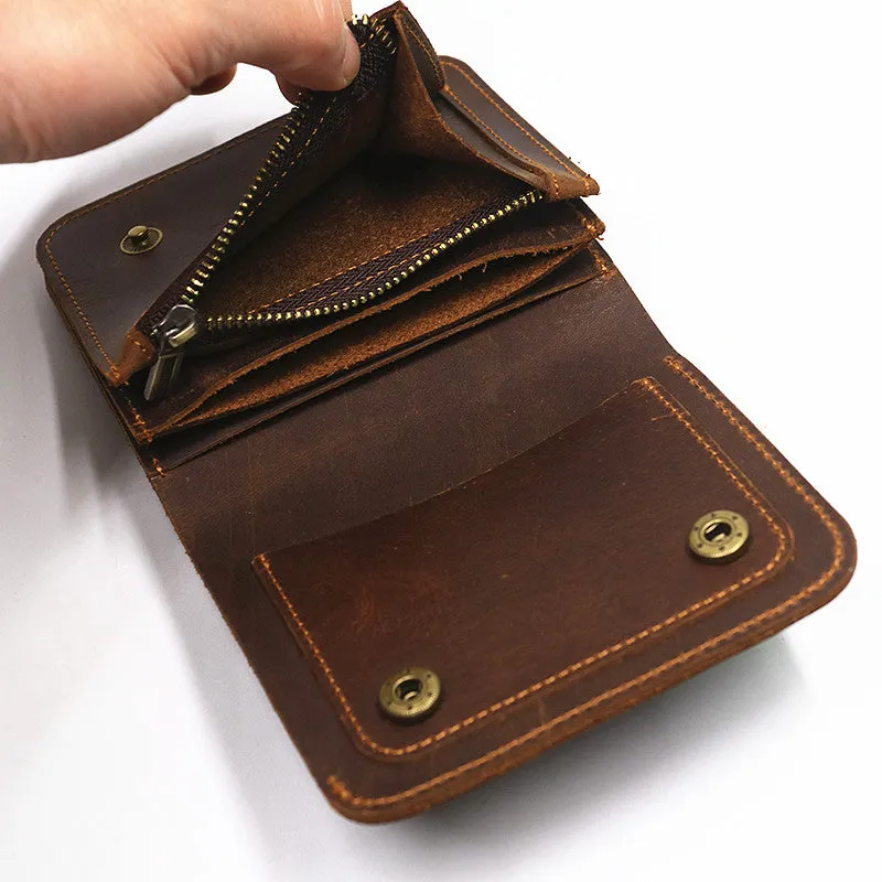 Cowhide Short Wallets For Men Zipper