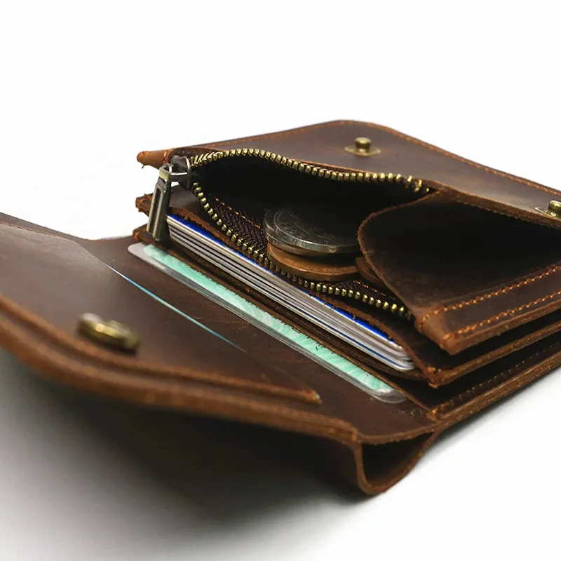 Cowhide Short Wallets For Men Zipper