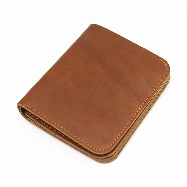 Cowhide Short Wallets For Men Zipper
