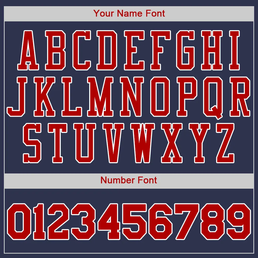 Custom Navy Red-White Authentic Baseball Jersey