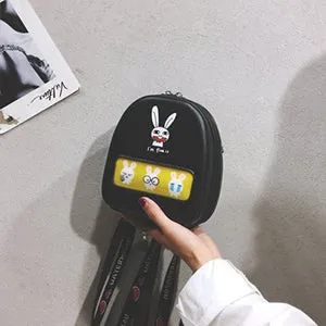 Cute Graffiti Clear Bookbags Women Schoolbags For Girls Small Cartoon Rabbit Chick School Travel Backpaks Women Pu Back Pack New