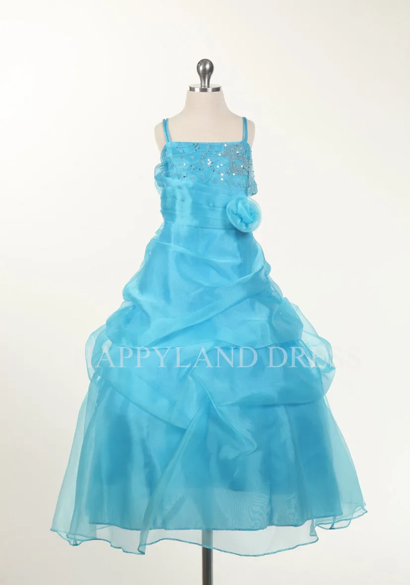 D2440 Organza Spaghetti Strap Dress (3 Diff. Colors)