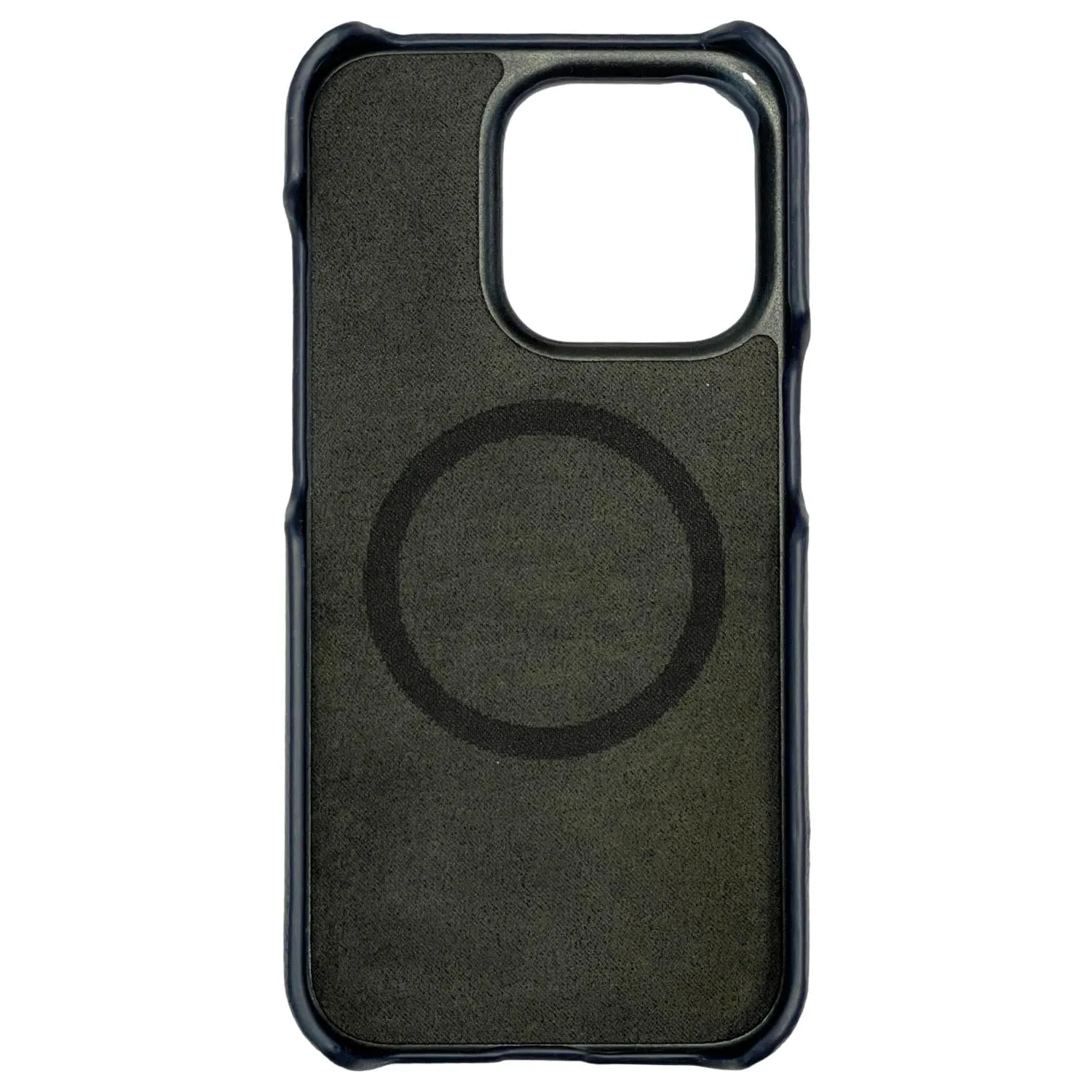 Dallas Designer Handbags Leather iPhone 15 Pro MagSafe Phone Case Navy Blue
