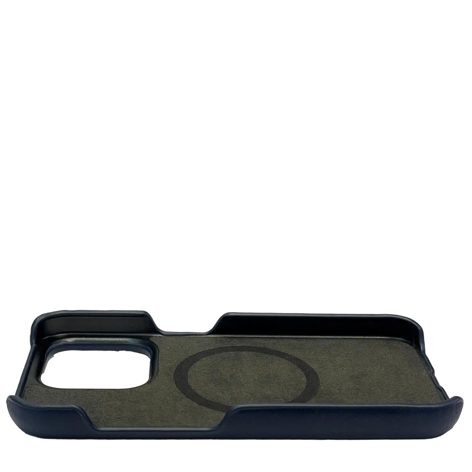 Dallas Designer Handbags Leather iPhone 15 Pro MagSafe Phone Case Navy Blue