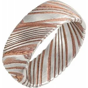 Damascus Steel 8 mm Flat  Patterned Band Size 11.5