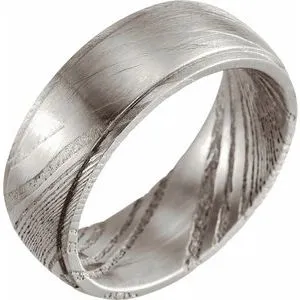 Damascus Steel 8 mm Patterned Flat Edge Band Size 9.5