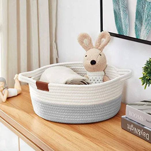 Decomomo Cotton Woven Rope Basket - Round Small (1 Pack)