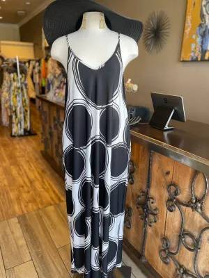 Deep V Strap Shoulder Long Dress w Scarf