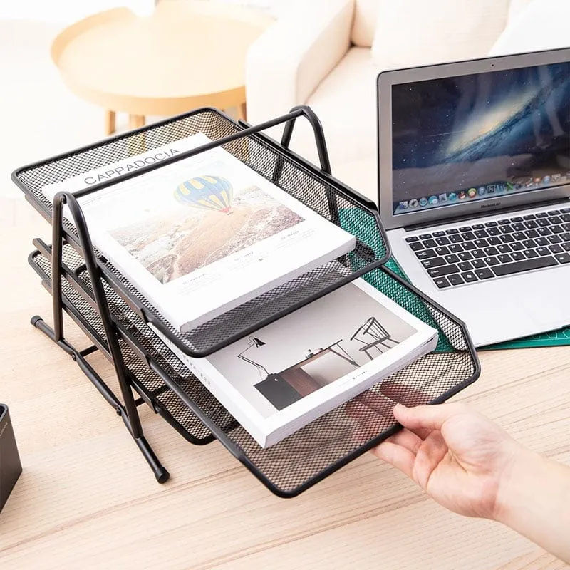 Deli Desk Organizer File Tray 350x278x275mm Black