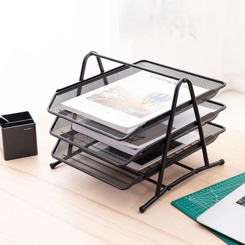 Deli Desk Organizer File Tray 350x278x275mm Black