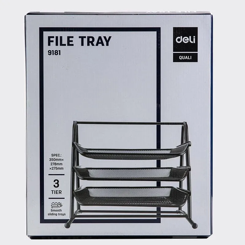 Deli Desk Organizer File Tray 350x278x275mm Black