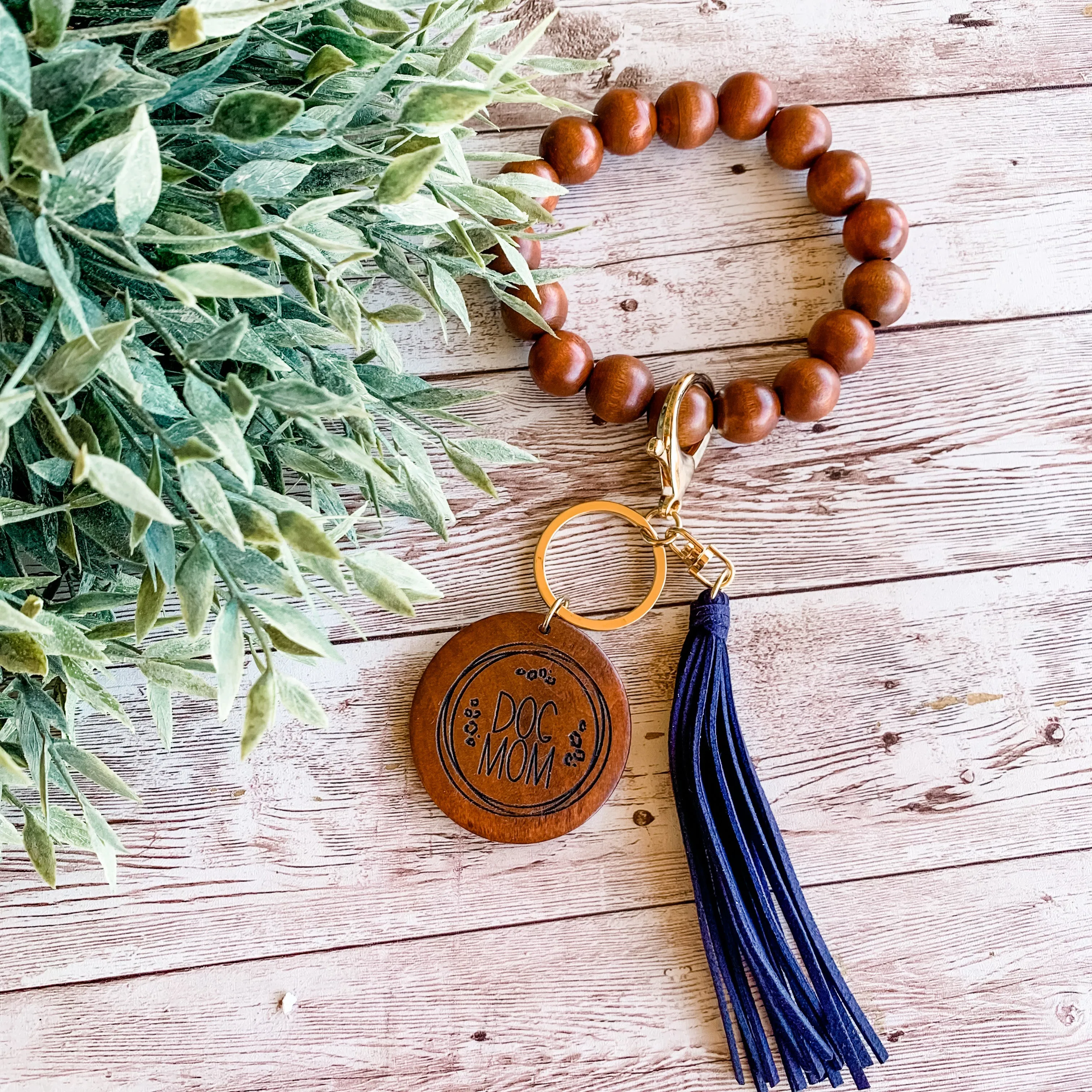 Dog Mom wristlet keychain