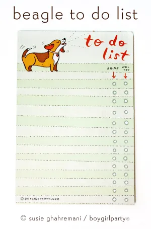 Dog To-Do List Notepad / Beagle To Do List