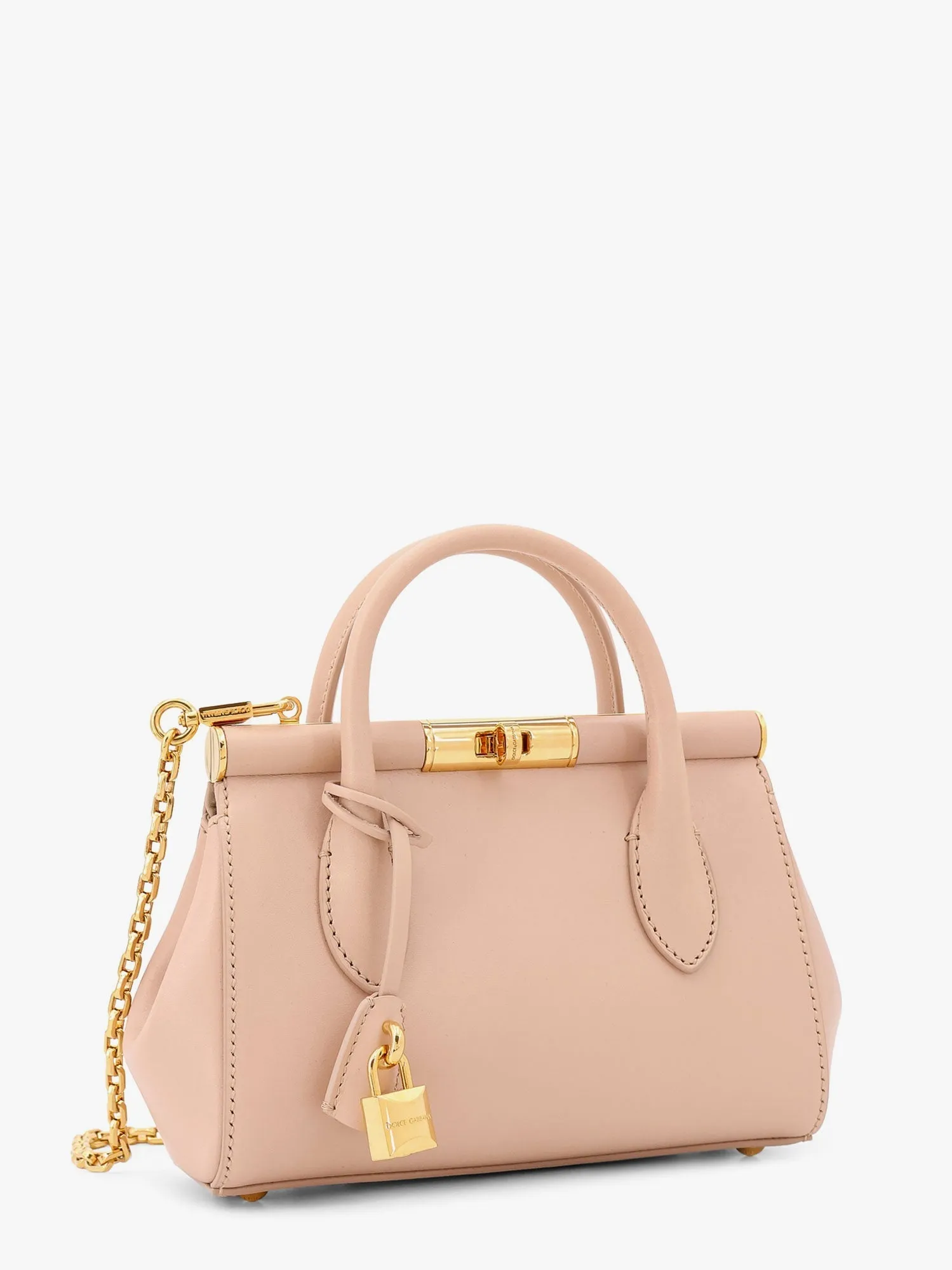 Dolce E Gabbana Marlene Leather Handbag With Logo Print
