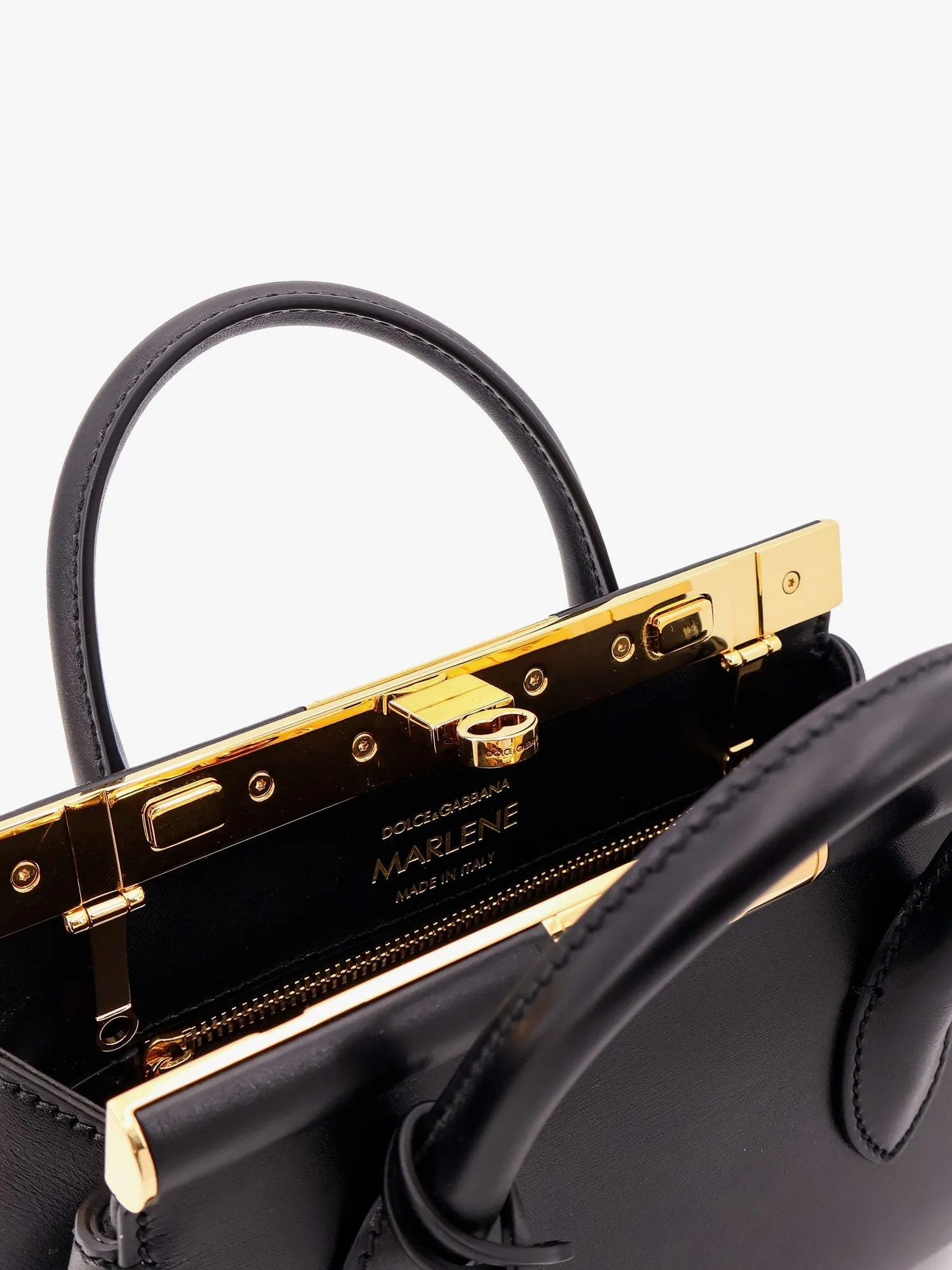 Dolce E Gabbana Marlene Leather Handbag With Logo Print