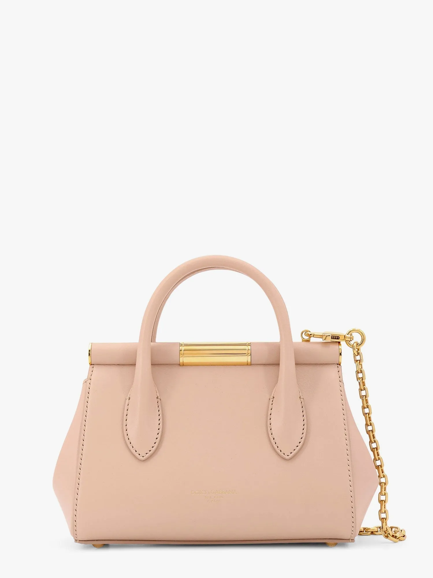 Dolce E Gabbana Marlene Leather Handbag With Logo Print