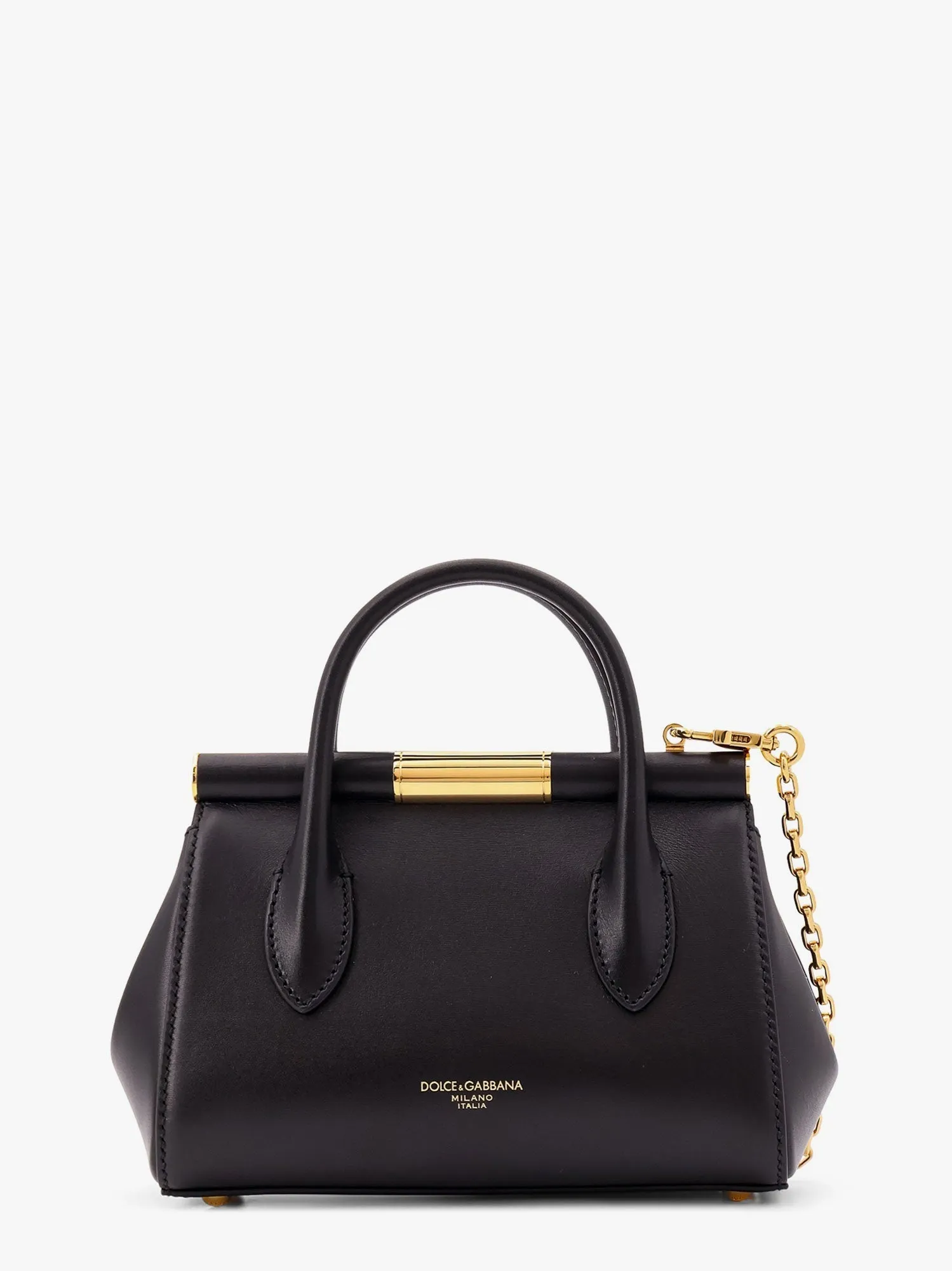 Dolce E Gabbana Marlene Leather Handbag With Logo Print