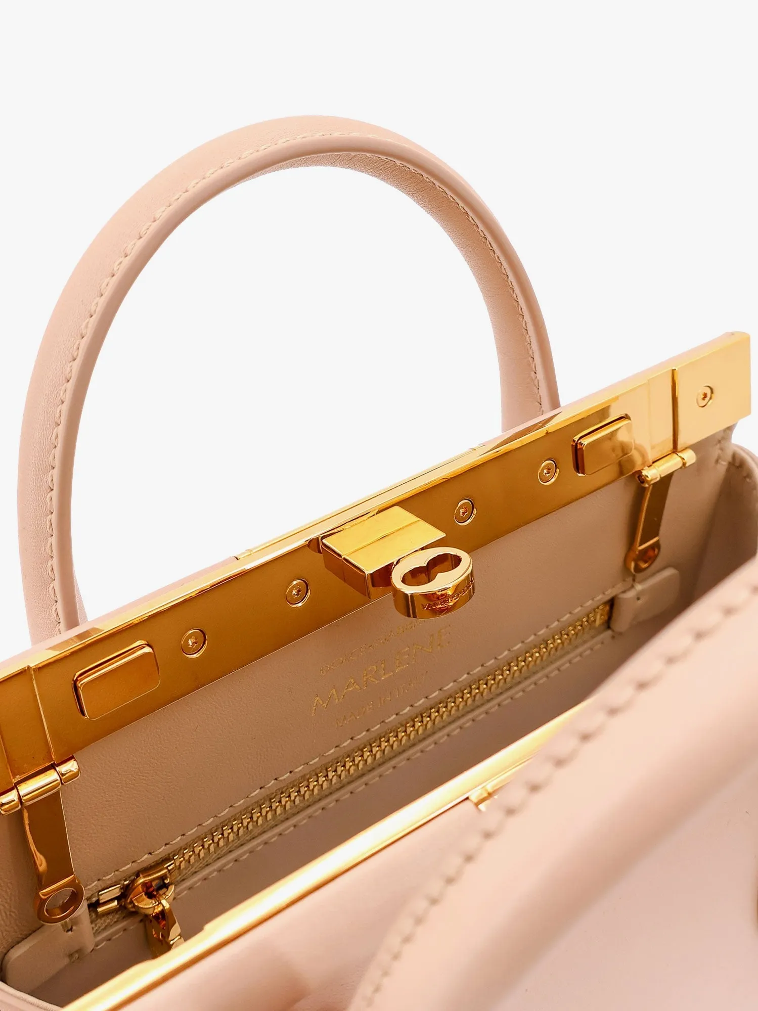 Dolce E Gabbana Marlene Leather Handbag With Logo Print