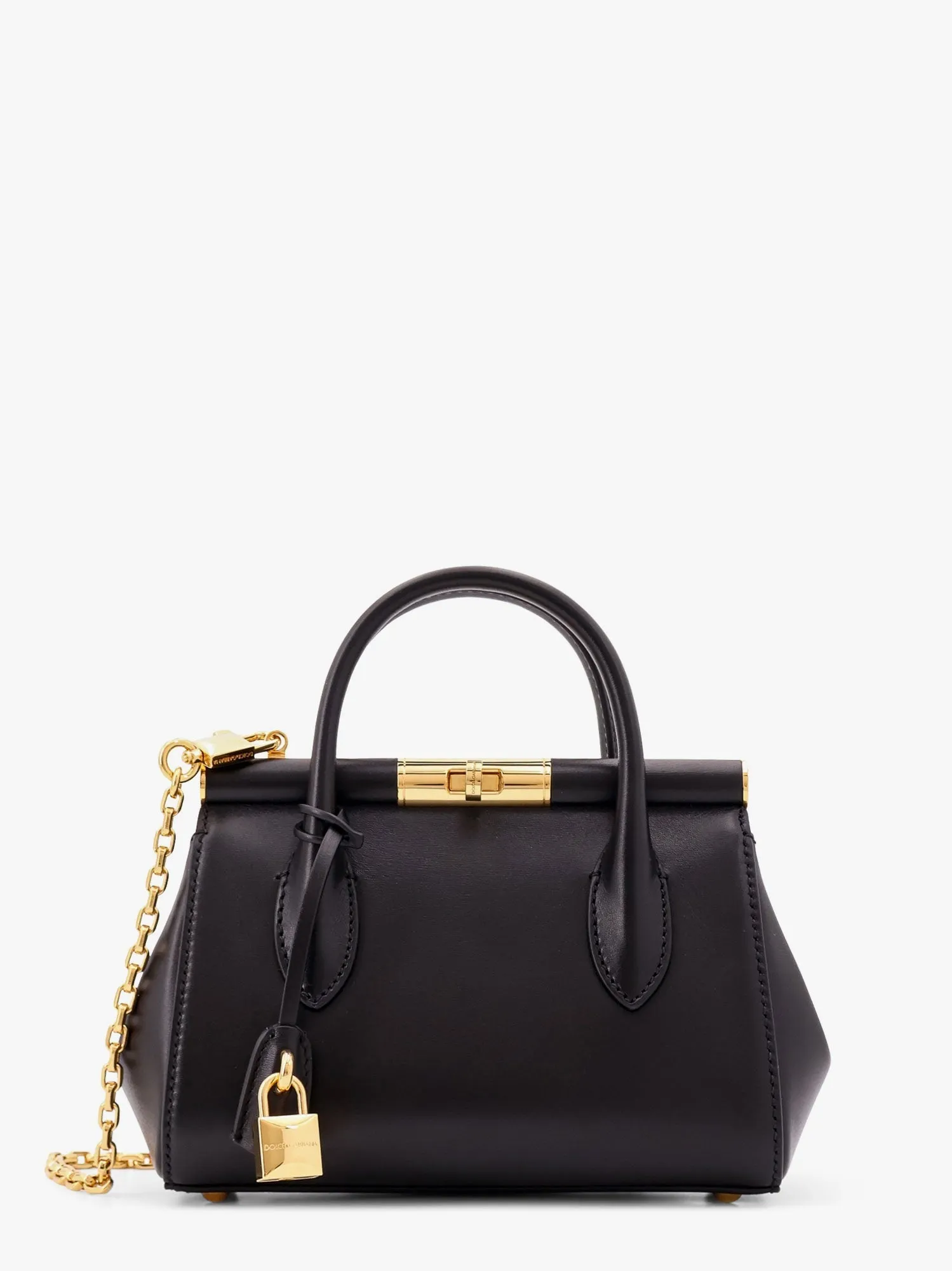 Dolce E Gabbana Marlene Leather Handbag With Logo Print
