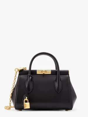 Dolce E Gabbana Marlene Leather Handbag With Logo Print
