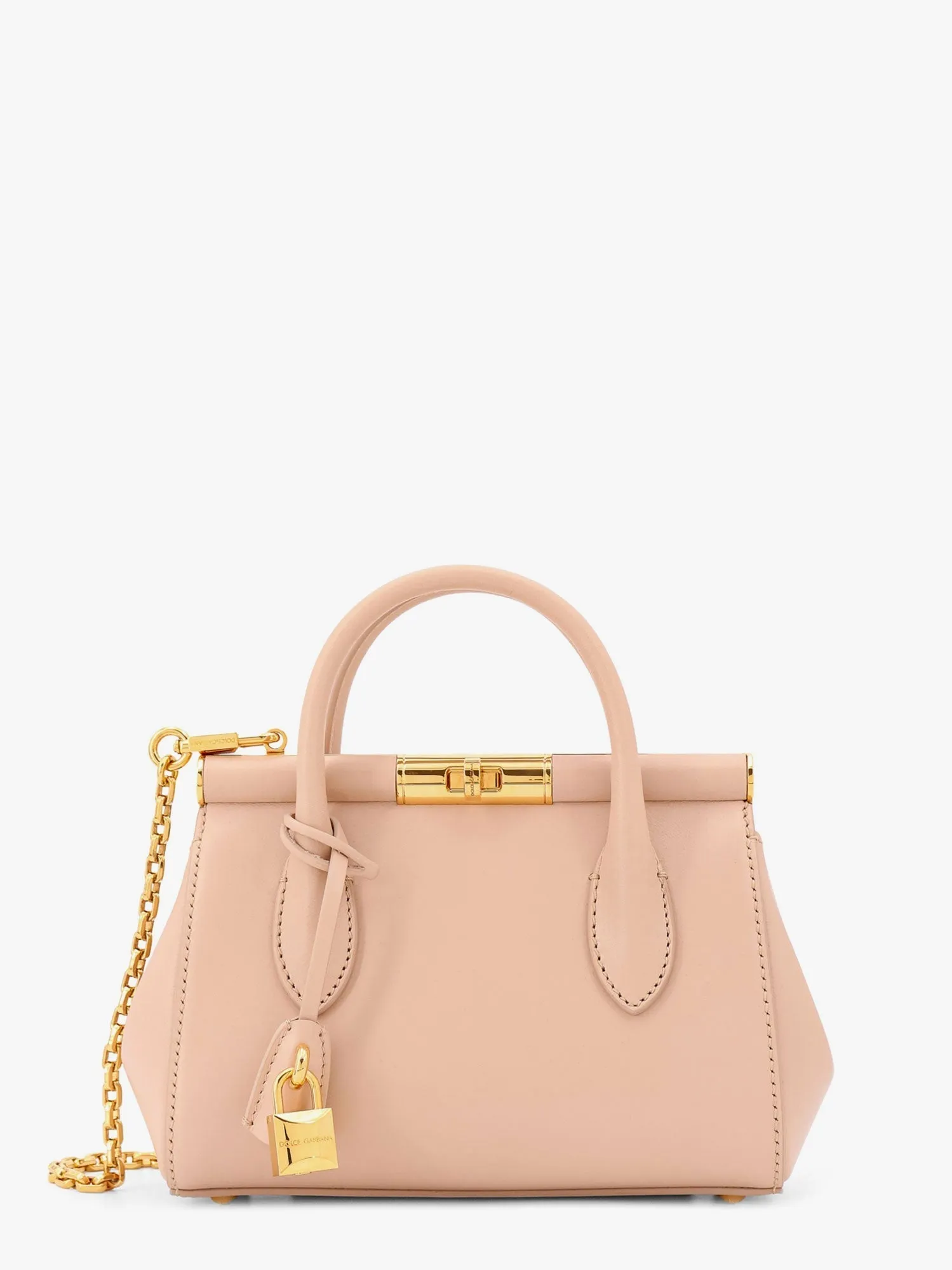 Dolce E Gabbana Marlene Leather Handbag With Logo Print