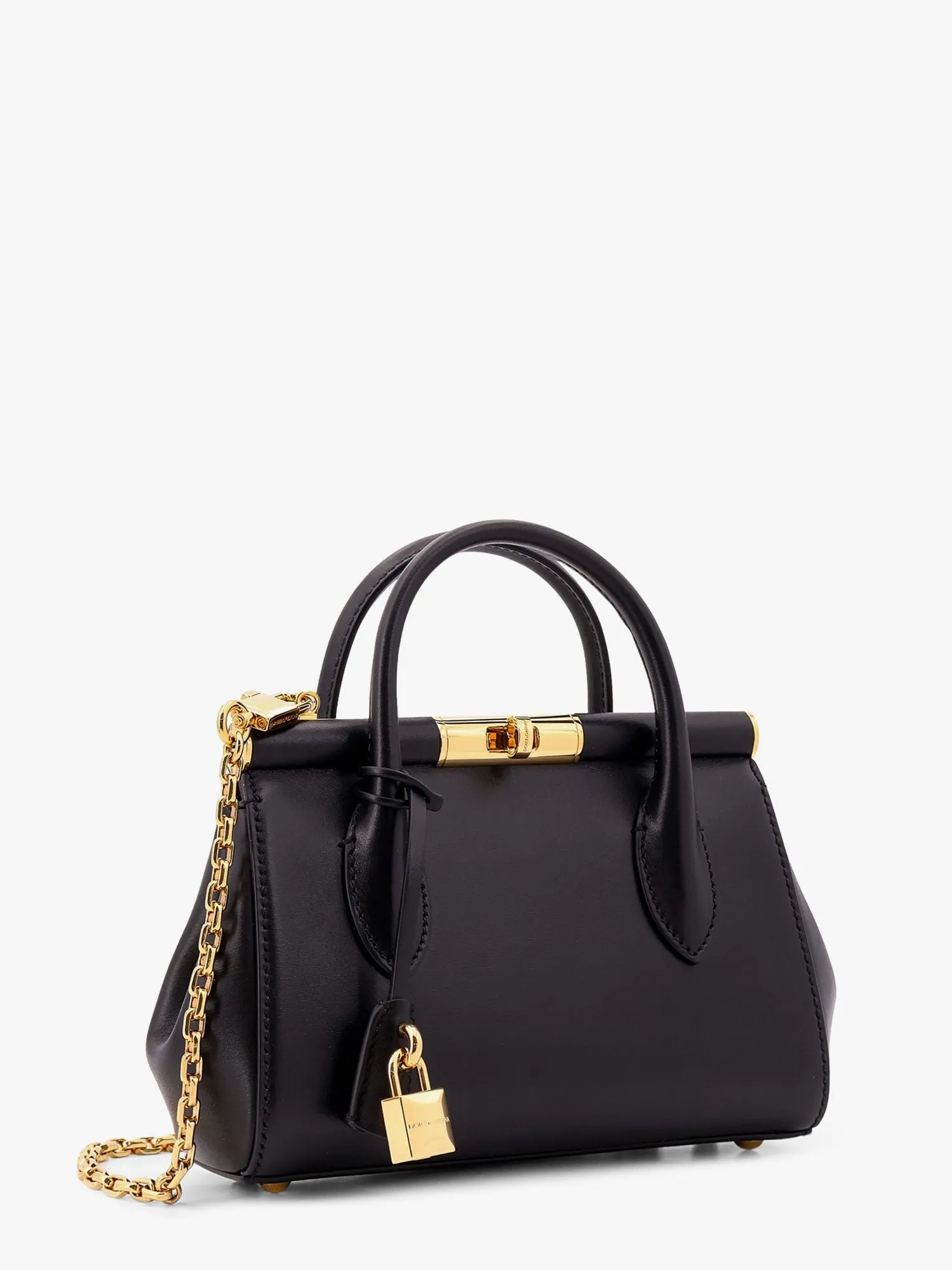 Dolce E Gabbana Marlene Leather Handbag With Logo Print