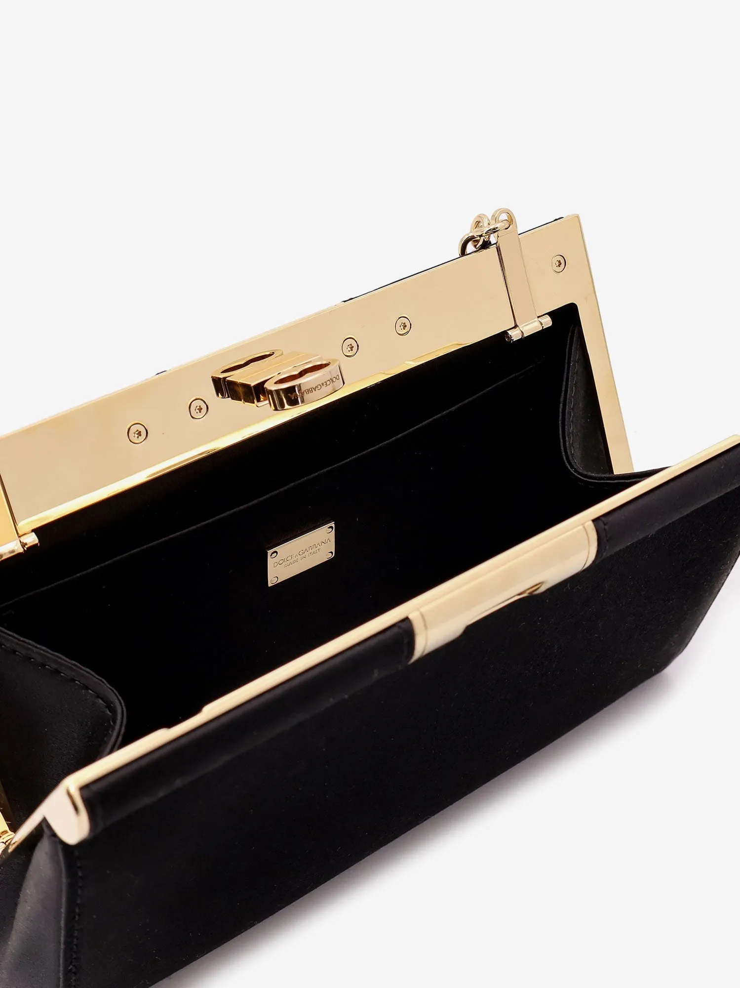 Dolce E Gabbana Satin Shoulder Bag With Engraved Logo