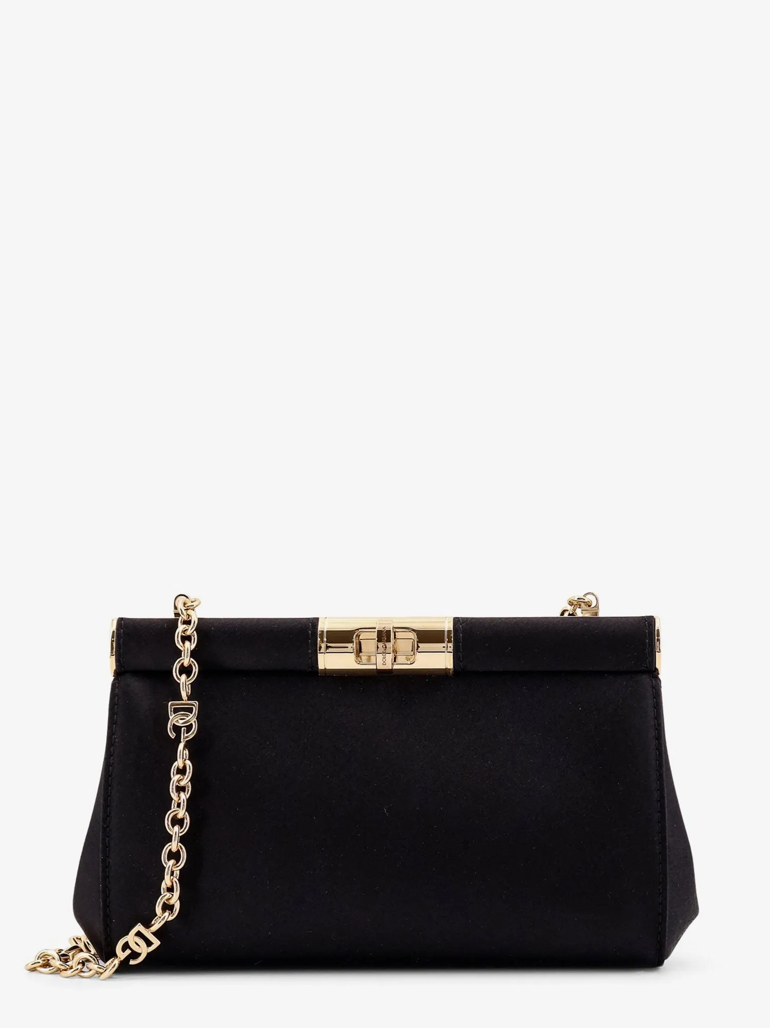Dolce E Gabbana Satin Shoulder Bag With Engraved Logo