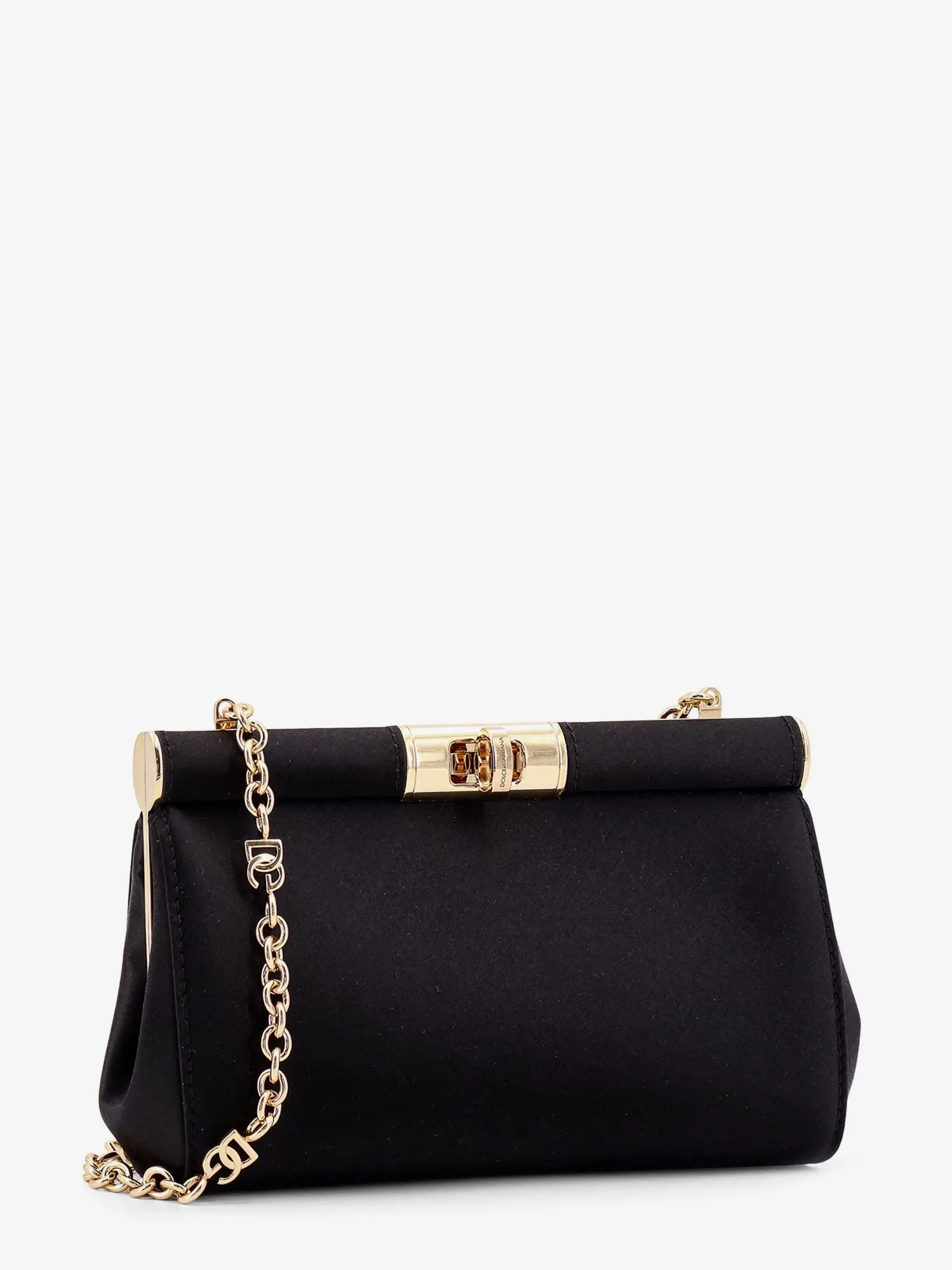 Dolce E Gabbana Satin Shoulder Bag With Engraved Logo
