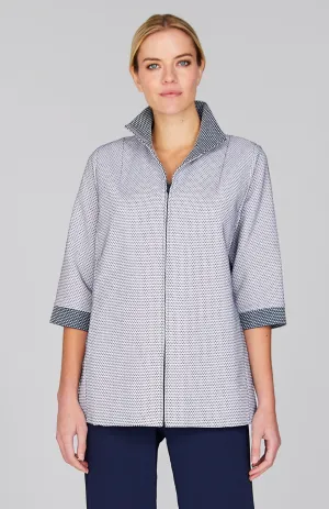 Dotted Stretch High Neck Zip Jacket
