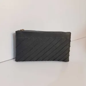 Double Zip Soft Leather Wallet - Grey - W07