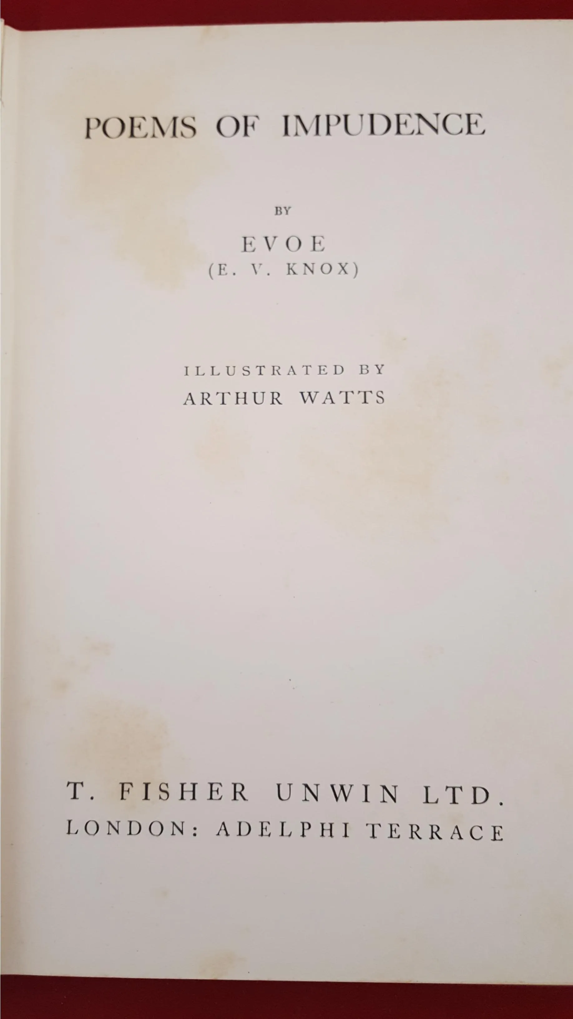 E V Knox - Poems of Impudence, Fisher Unwin, 1926, 1st Edition