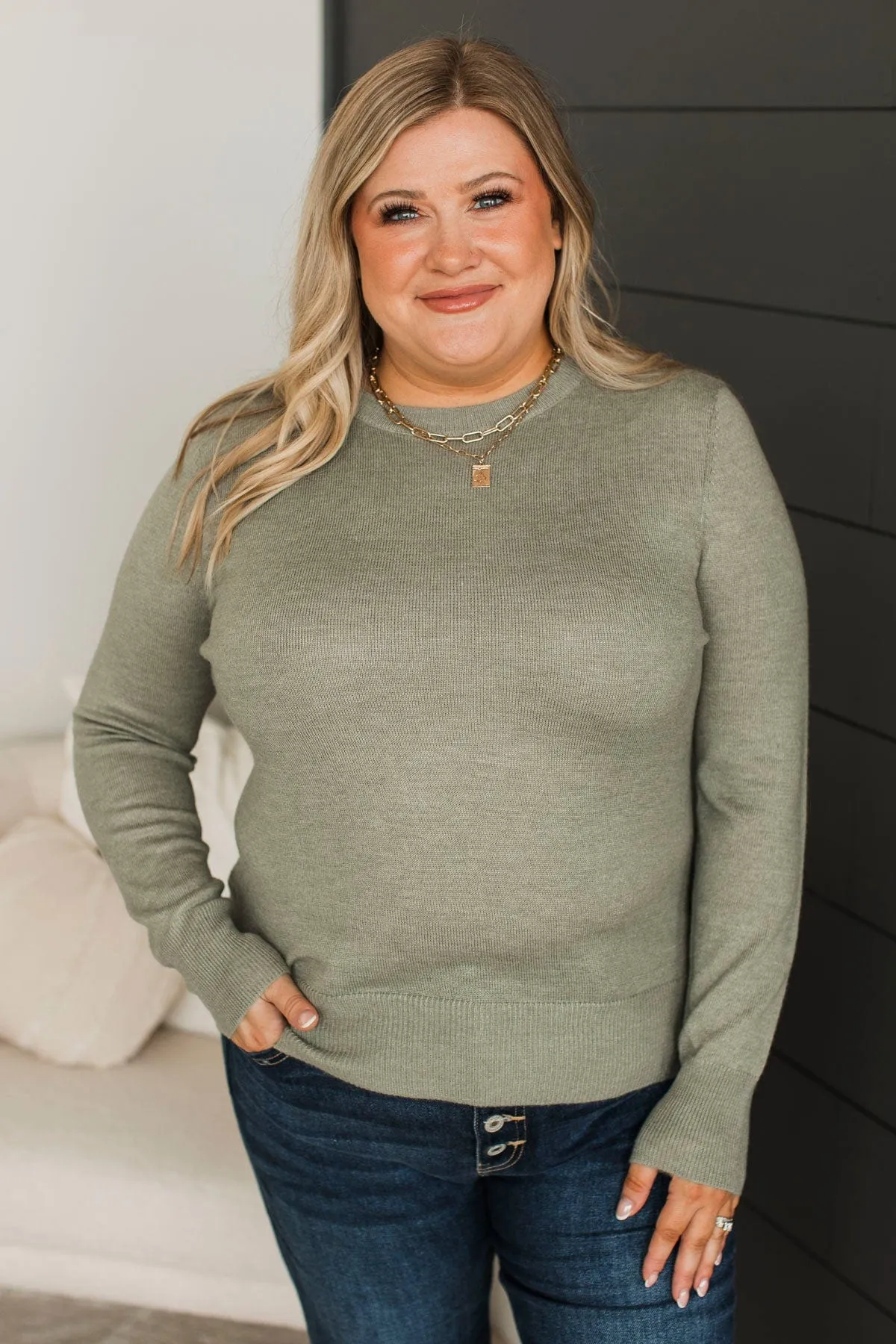 Easy To Remember Lightweight Sweater- Dusty Sage