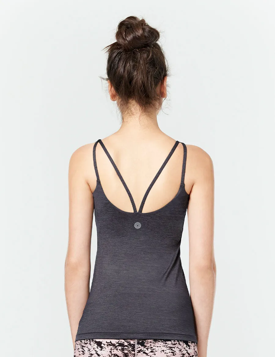 easyoga LA-VEDA Asym V Back Tank - M23 M-Dark Gray
