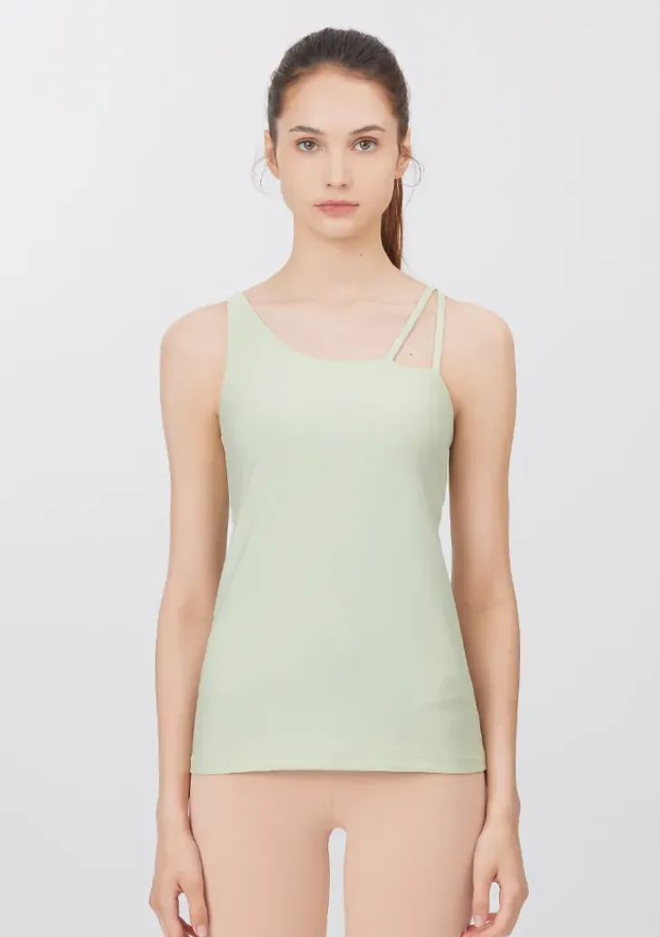 easyoga LA-VEDA Asym V Back Tank2 - G03 Pink Green