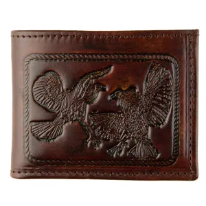 EB308-39  Antique Finish Billfold- Fighting Cocks
