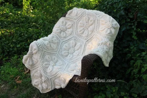Embossed Daisy Blanket Crochet Pattern - PDF