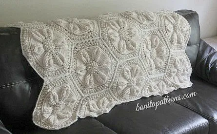 Embossed Daisy Blanket Crochet Pattern - PDF