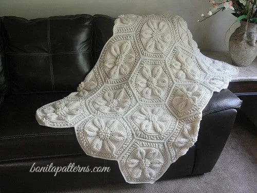 Embossed Daisy Blanket Crochet Pattern - PDF