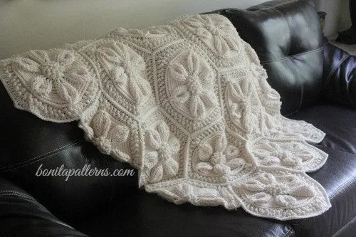 Embossed Daisy Blanket Crochet Pattern - PDF