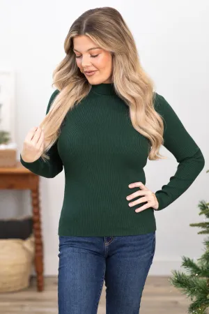 Emerald Green Mock Neck Lightweight Sweater