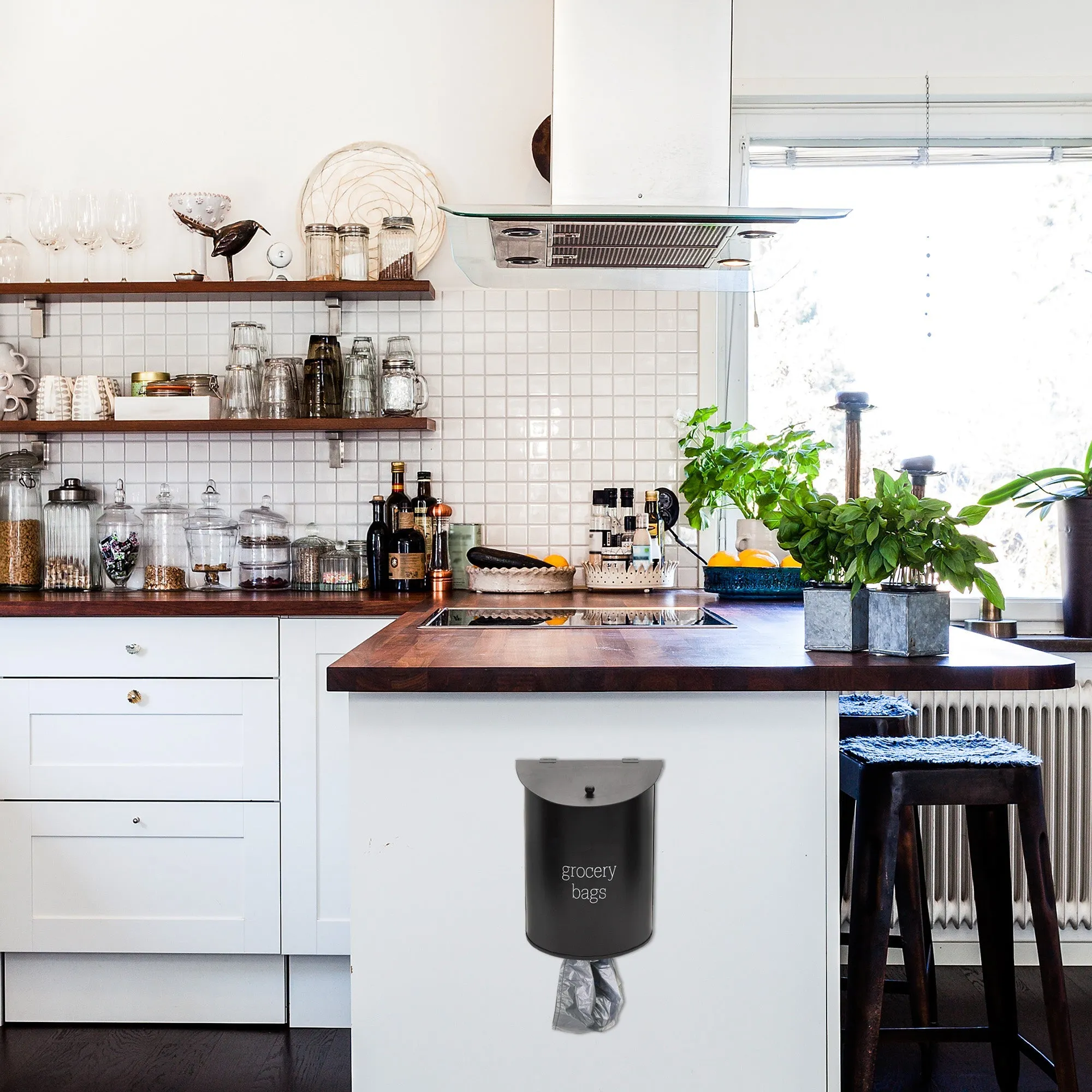 Enamelware Grocery Bag Holder