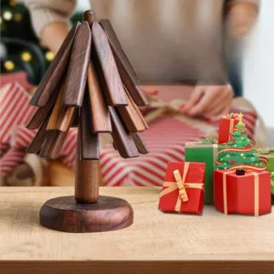 Expandable Wooden Table Tree Coaster Set