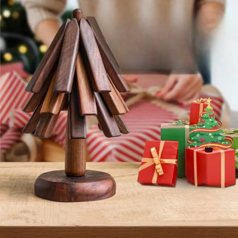 Expandable Wooden Table Tree Coaster Set