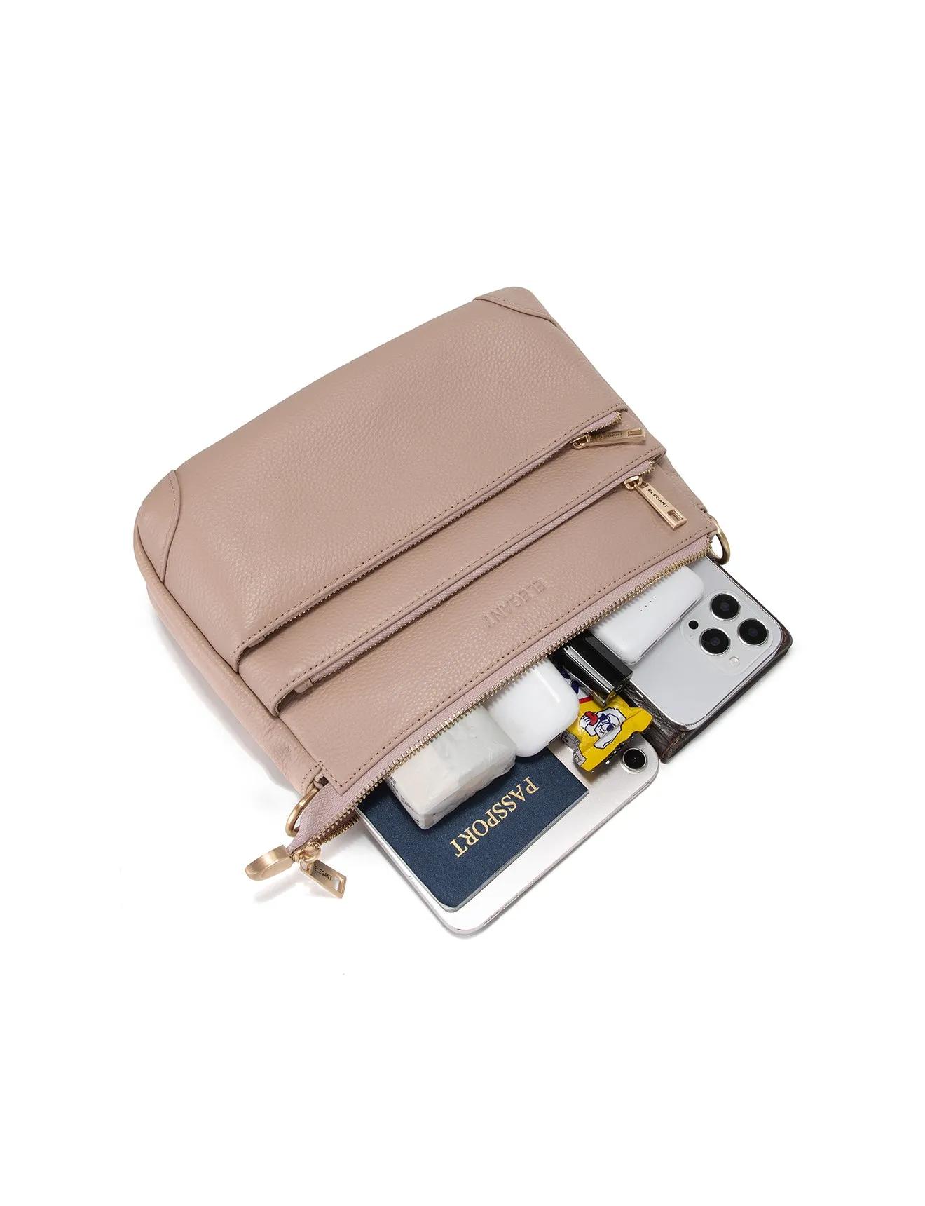FAITH LEATHER CROSS BODY BAG- E1-0749-PINK-SALE