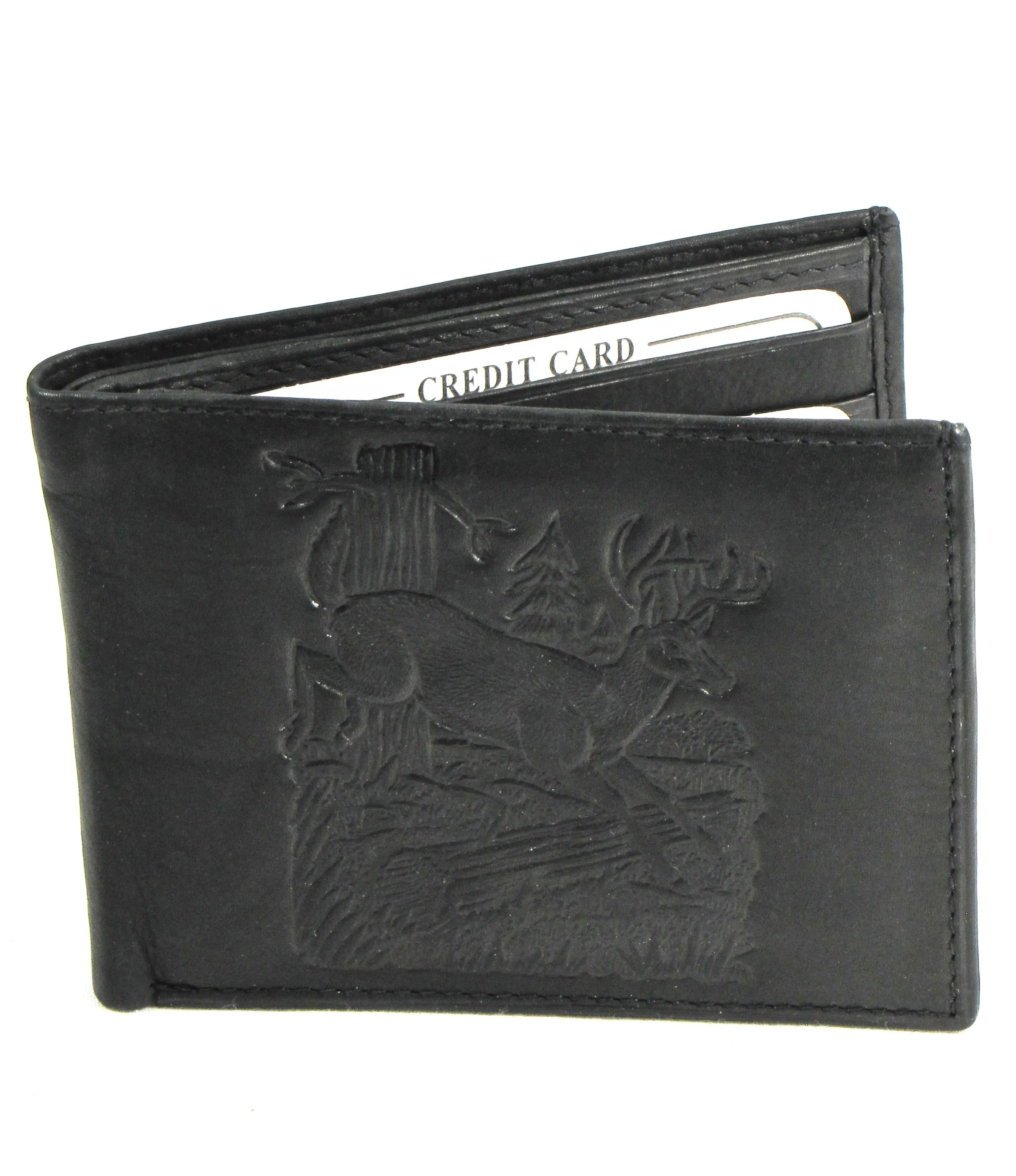 FB951-195B  Black Embossed Billfold - Deer