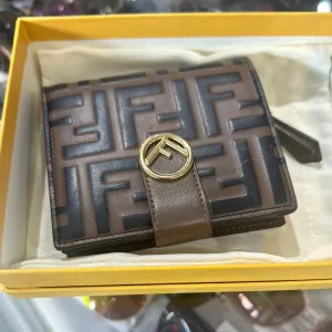 FENDI Folded Leather Lambskin FF Two Toned Wallet