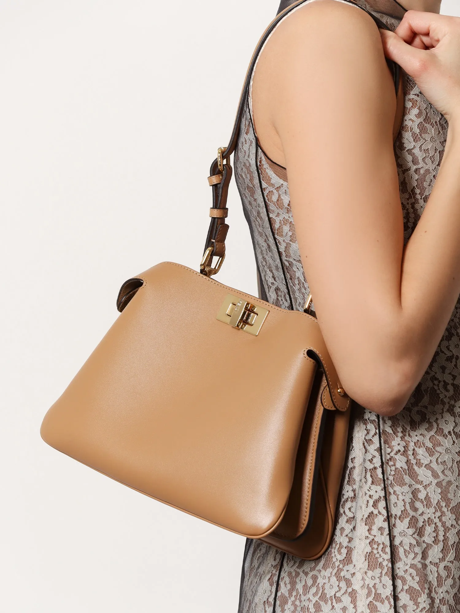Fendi Peekaboo Soft Small Leather Shoulder Bag
